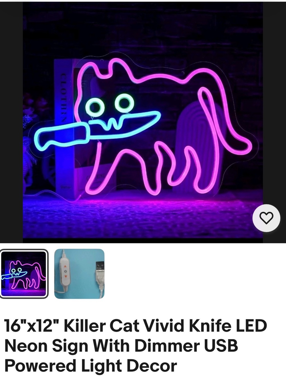 Killer Cat LED Neon Sign - Pink & Blue
